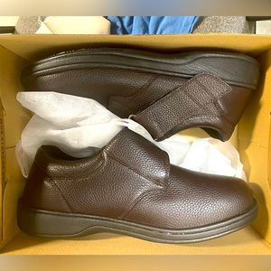 NEW Ortho Feet Mens size 9.5 brown leather comfortable shoes with inserts Velcro
